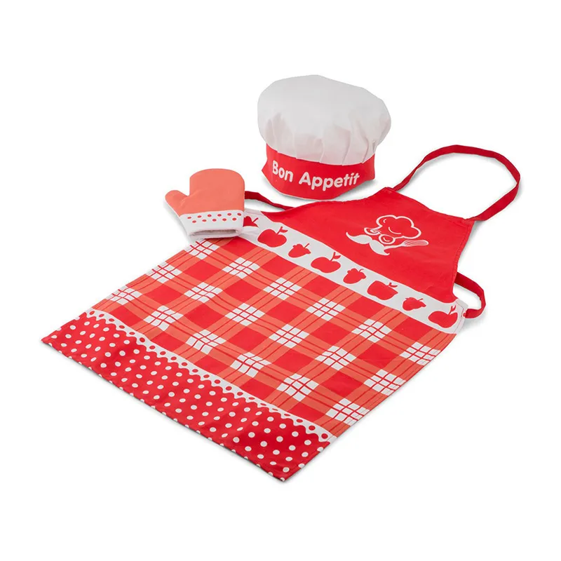 Tablier toque + Gant de cuisine Rouge - 36m+-1