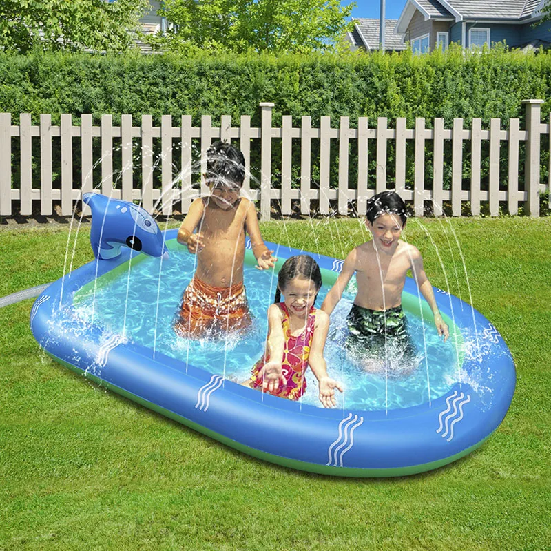Piscine Splash Pad Dauphin av. jets d'eau -170x110cm-1