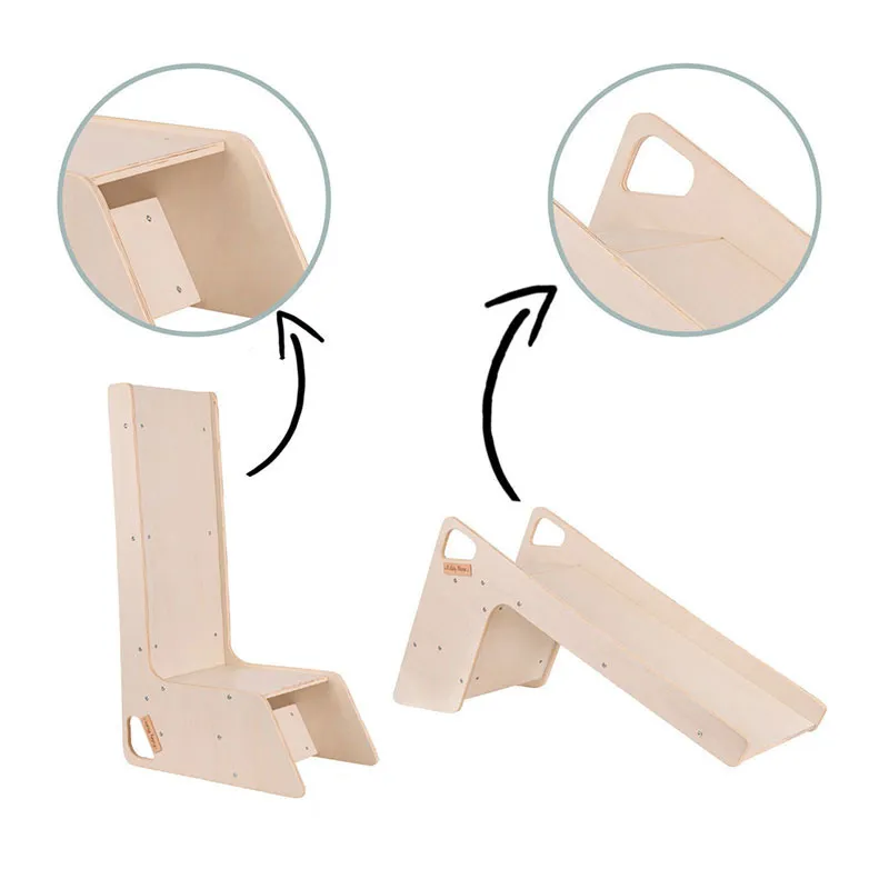 Toboggan 2en1 en bois Blanc - 52x35cm-9