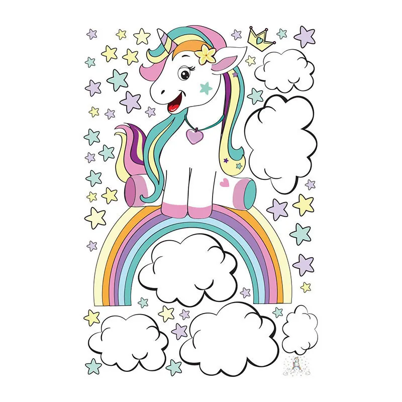 Stickers - Licorne sur son arc-en-ciel féérique-3