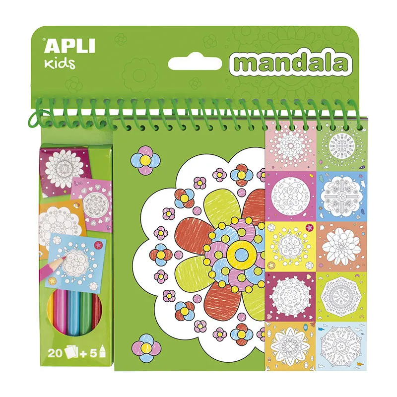 Bloc de coloriage Mandala + crayons - 36m+-0
