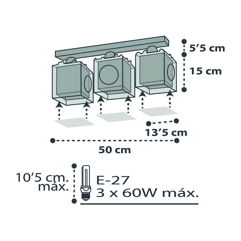 Plafonnier 3 lampes The Pirates - 51x15x20,5cm-3