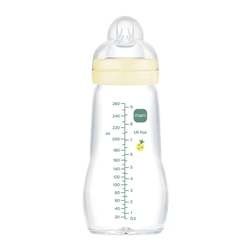 1 Biberon Verre 260ml Tétine 2 Nature - Lin-1