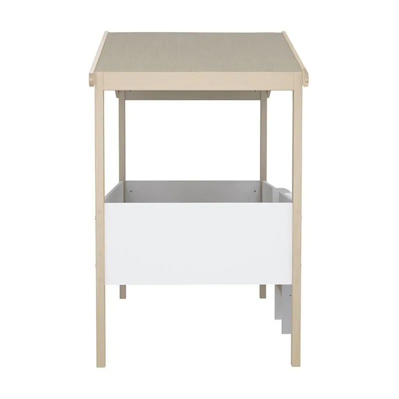 Lit cabane + Sommier Pilotis Blanc/Naturel - 90x190cm-4