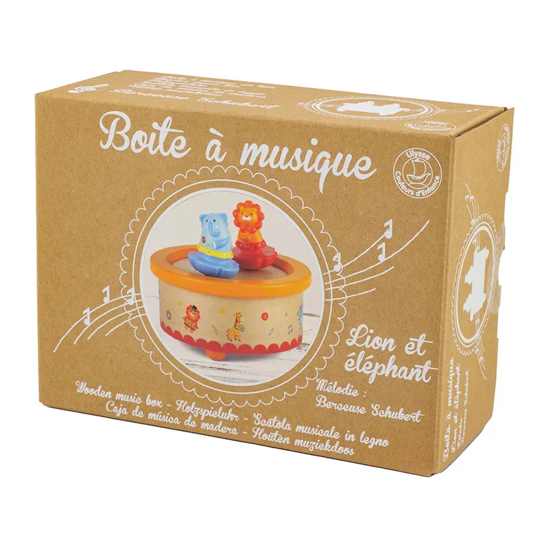Boîte à musique Lion & Éléphant - 12x12cm-4