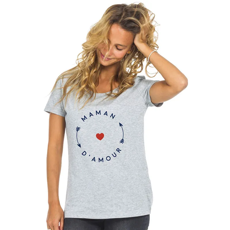 T-shirt Femme Maman d'amour 2 mpt BIO - Gris chiné-0