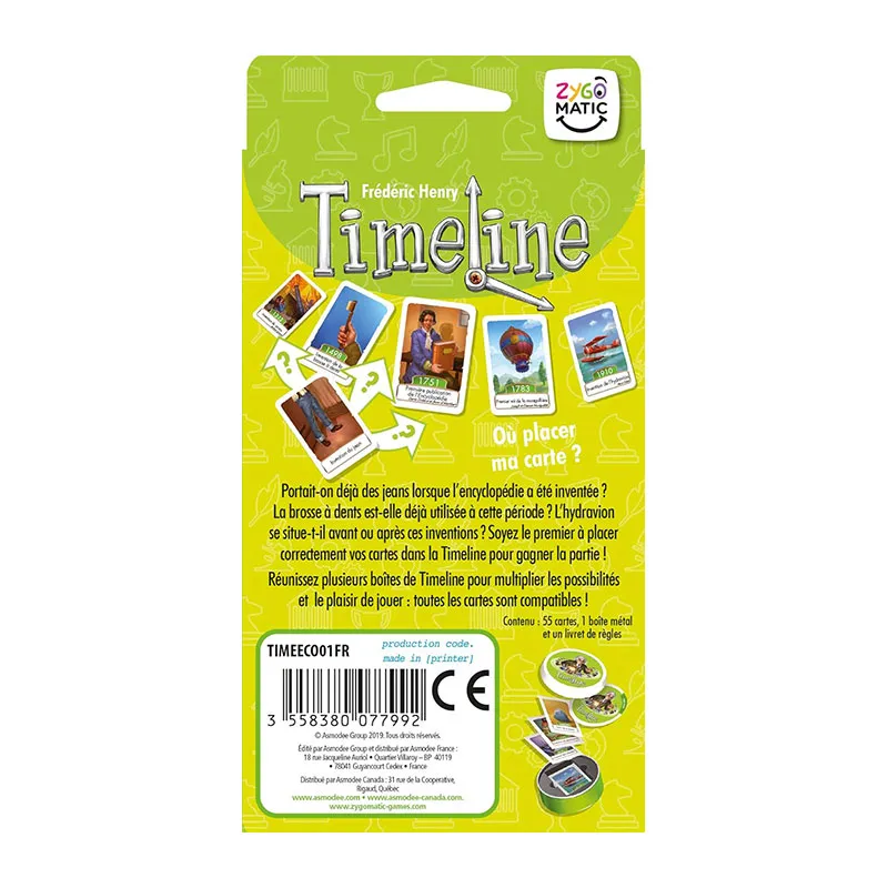 Jeu de société Timeline Inventions - 8+-2