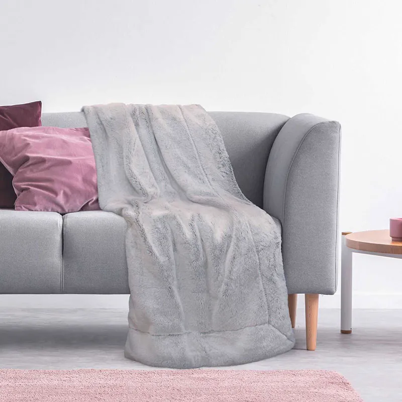 Plaid imit. fourrure XXL Gris - 200x140cm-0