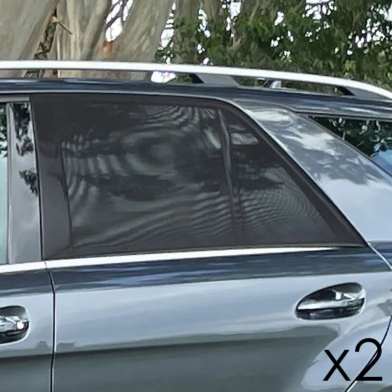 2 Pare-soleil en maille pour voiture à enfiler - Noir-0