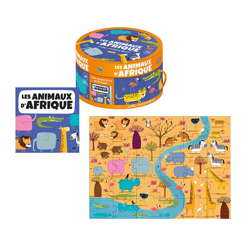 Livre + puzzle Les animaux d'Afrique - 36m+-0