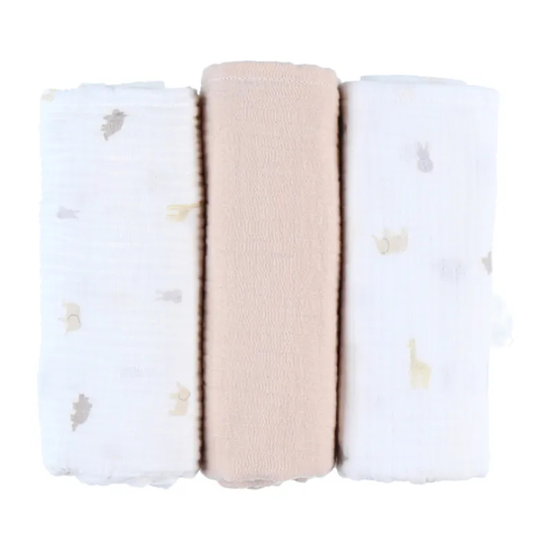 3 Langes Mousseline M&M Rose - 70x70cm-0