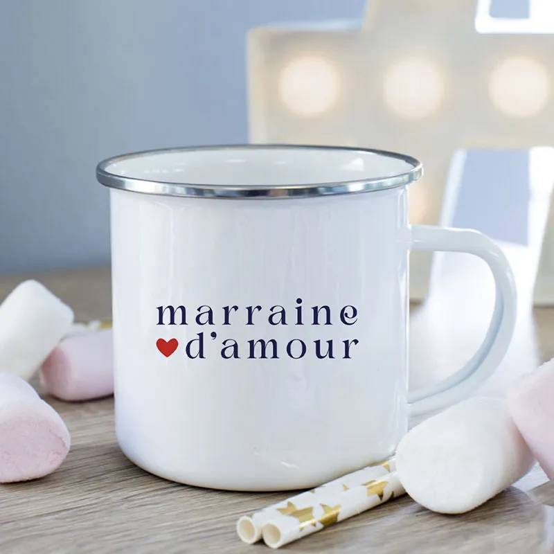 Mug Métal Marraine d amour 3 - Blanc-0
