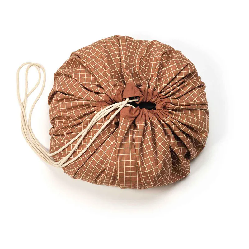 Sac à jouets 2en1 Grilles Marron - ø140cm-2