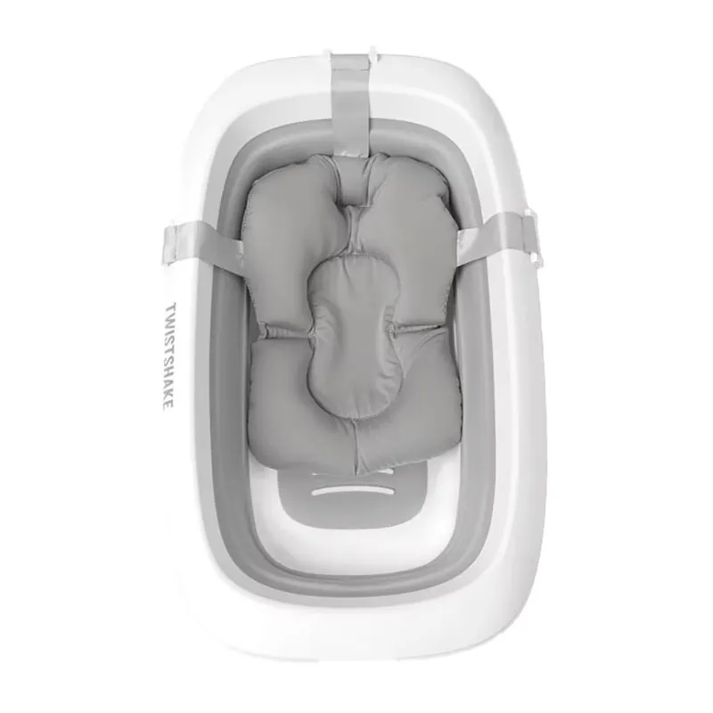 Pack Bain Baignoire pliante 30L + Coussin + Rince Tête Gris Pastel - 0m+-6
