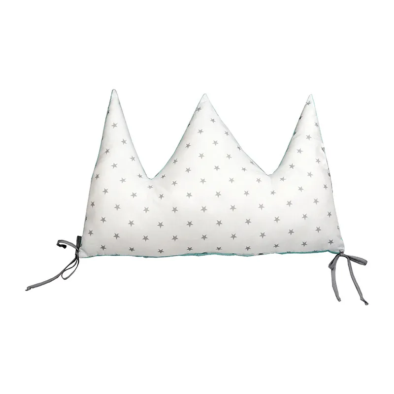Tour de lit tressé + Coussin Menthe/Blanc/Gris - 160cm-2