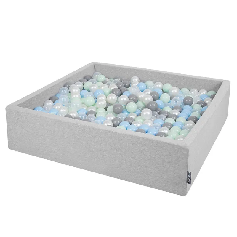Piscine balles carré Gris/Bleu/Menthe + 300b. - 120x30cm-4