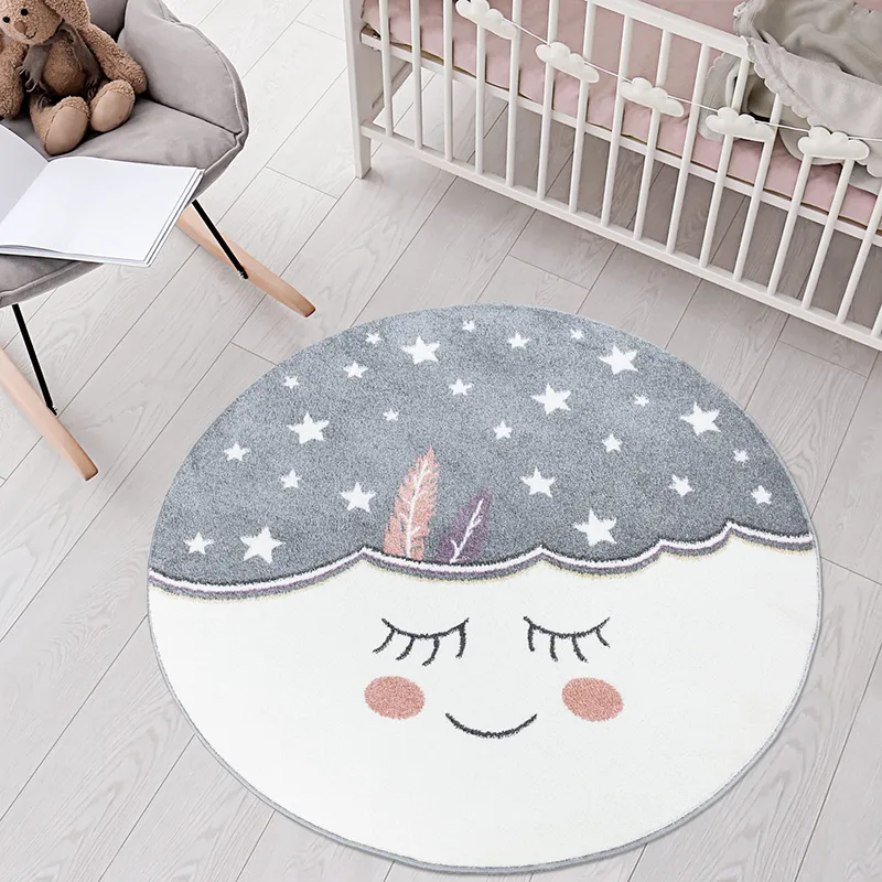 Tapis rond Anime visage Gris - Plusieurs dim. dispos-0
