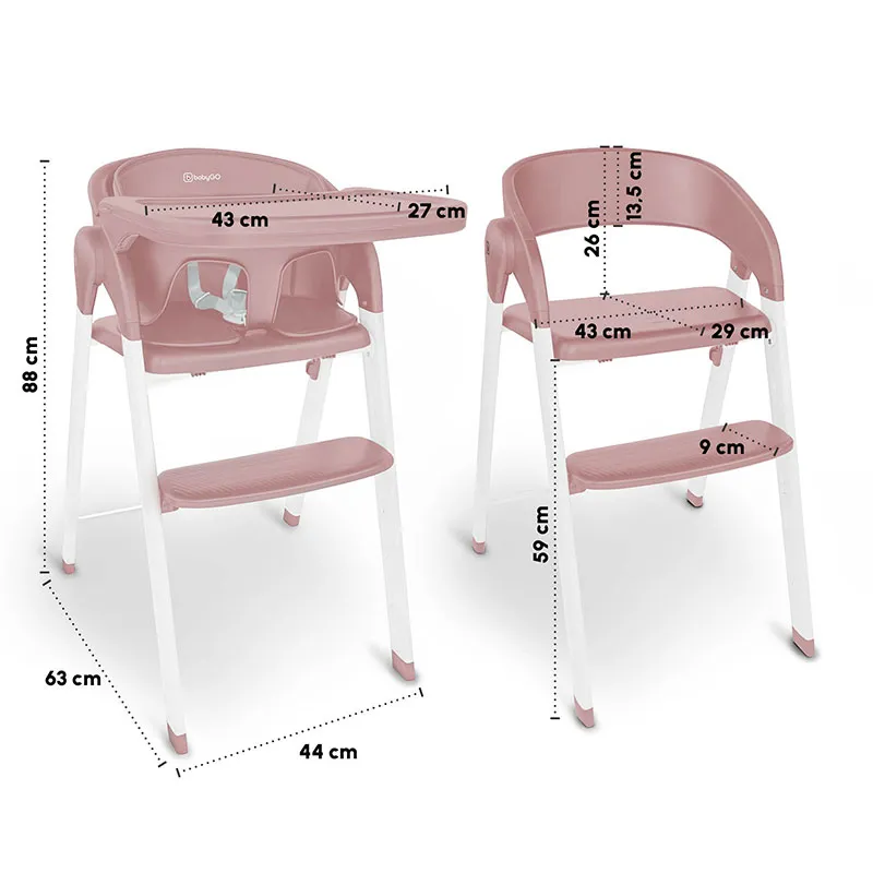 Chaise haute Levels Rose - 6m+-6