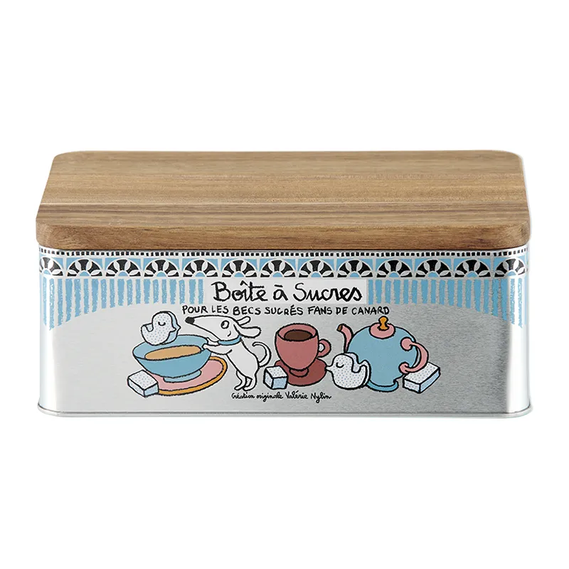 Boîte à sucre + couvercle Bois Fans de canard - 7,5x19,5x13cm-0