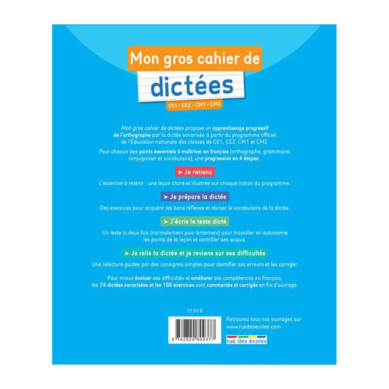 Mon gros cahier de dictées du CE1 au CM2 - 7+-1