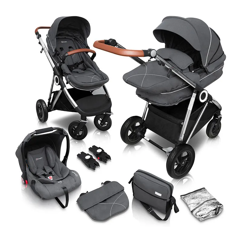 Trio Poussette transformable + Coque Gr.0+ Halime Air Gris/Silver - 0m+-0