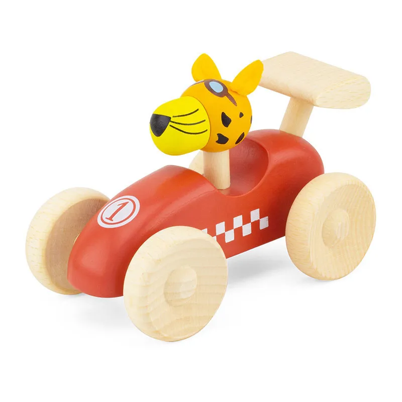 Voiture de course en bois Rouge - 12m+-0