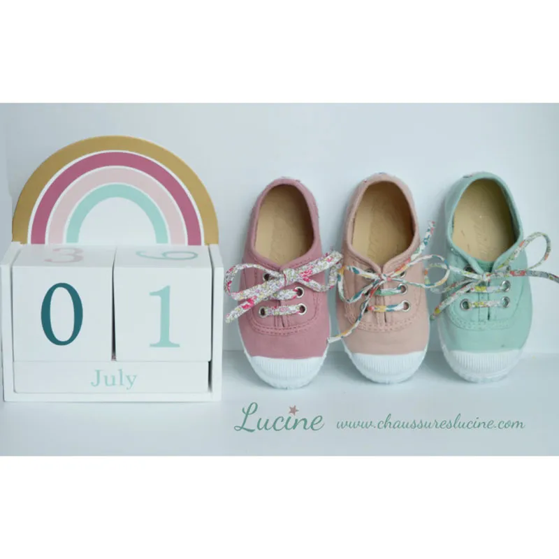 Chaussures baskets tennis en TOILES à lacets et élastiques - Vieux rose-1