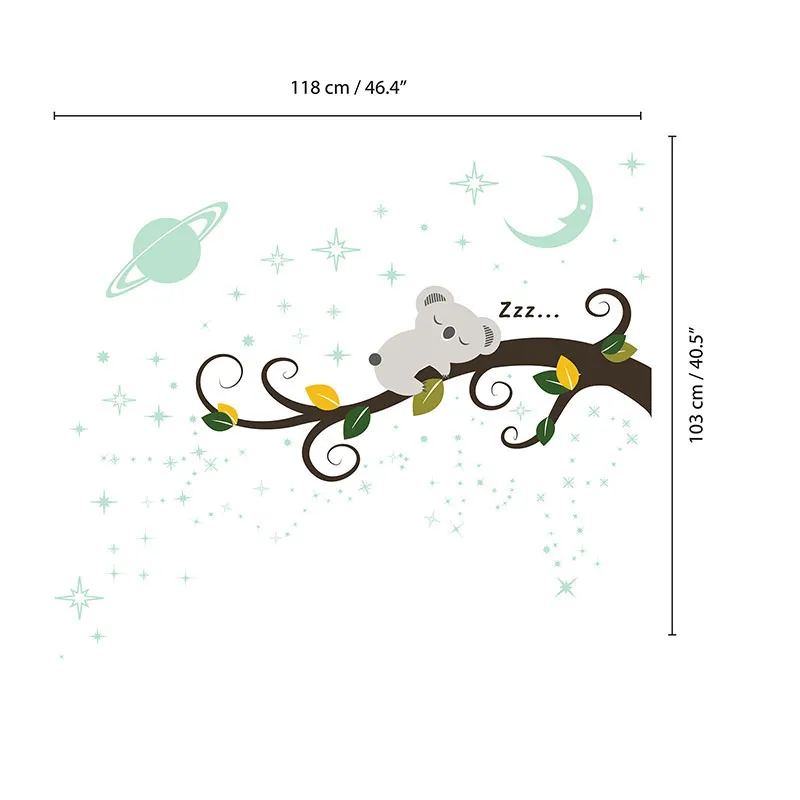 Stickers Phospho. - Koala endormi & Ciel brillant-5