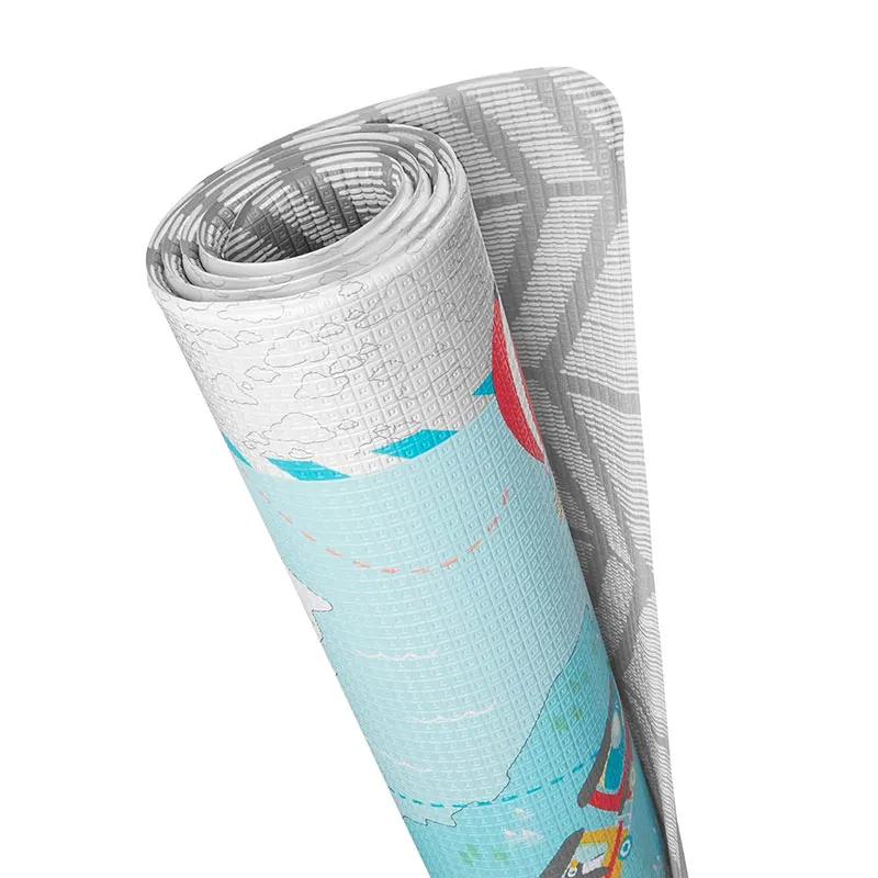 Tapis de jeu révers. Petits voyageurs/Chevrons - 218x132cm-1
