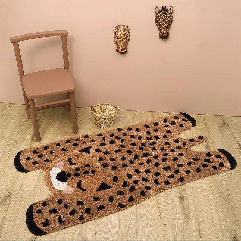 Tapis Coton Little Cheetah Brun - 65x120cm-1
