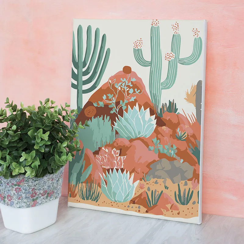 Peinture au numéro Cactus 20x30 - 14+-8