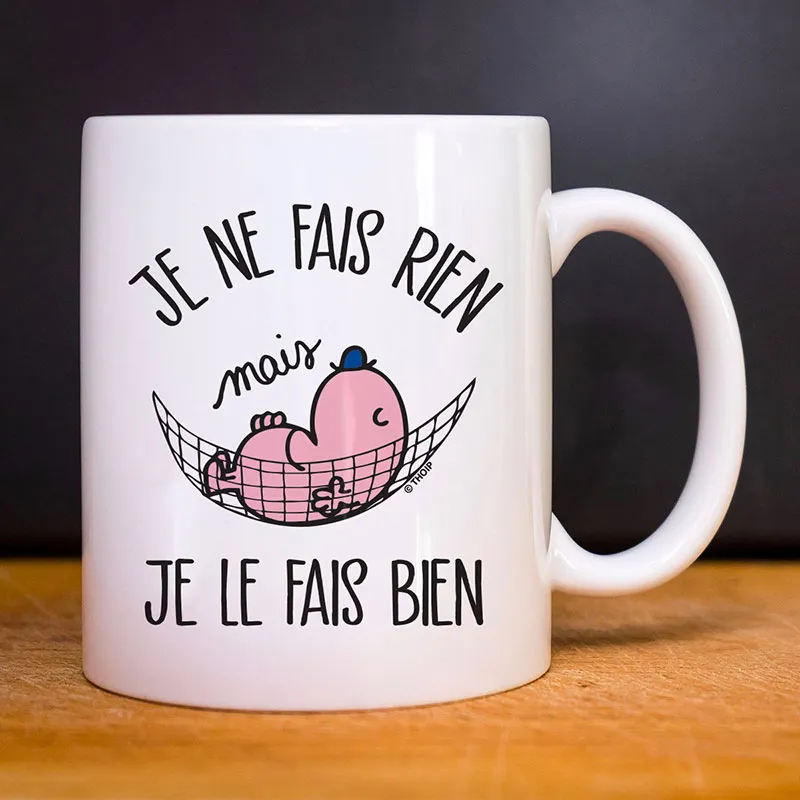 Mug Je ne fais rien mais je le fais bien - Blanc-0