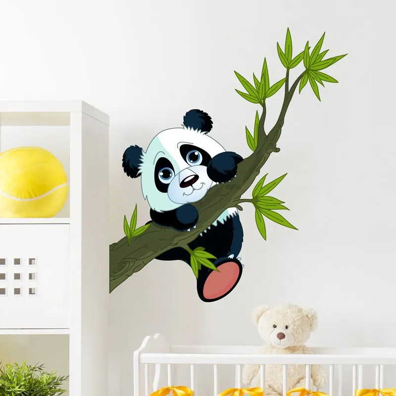 Stickers - Panda heureux sur une branche-0
