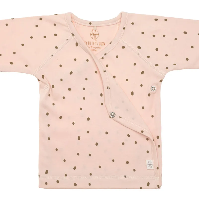 T-Shirt Kimono Coton BIO - Pointillés Rose poudré-2