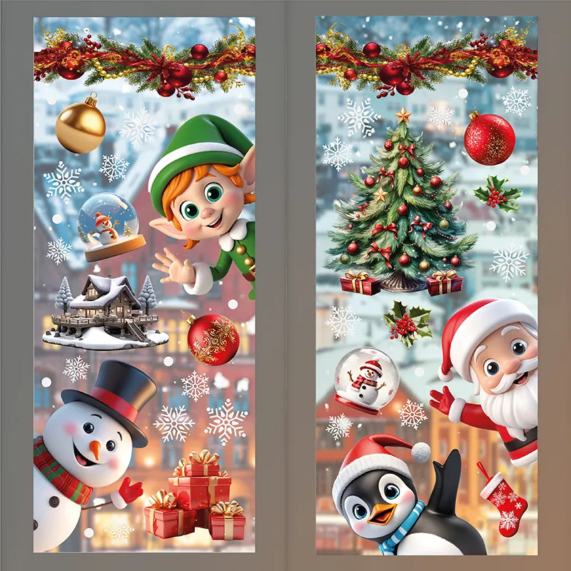 Stickers - Père-Noël, ses amis & flocons de neige-0