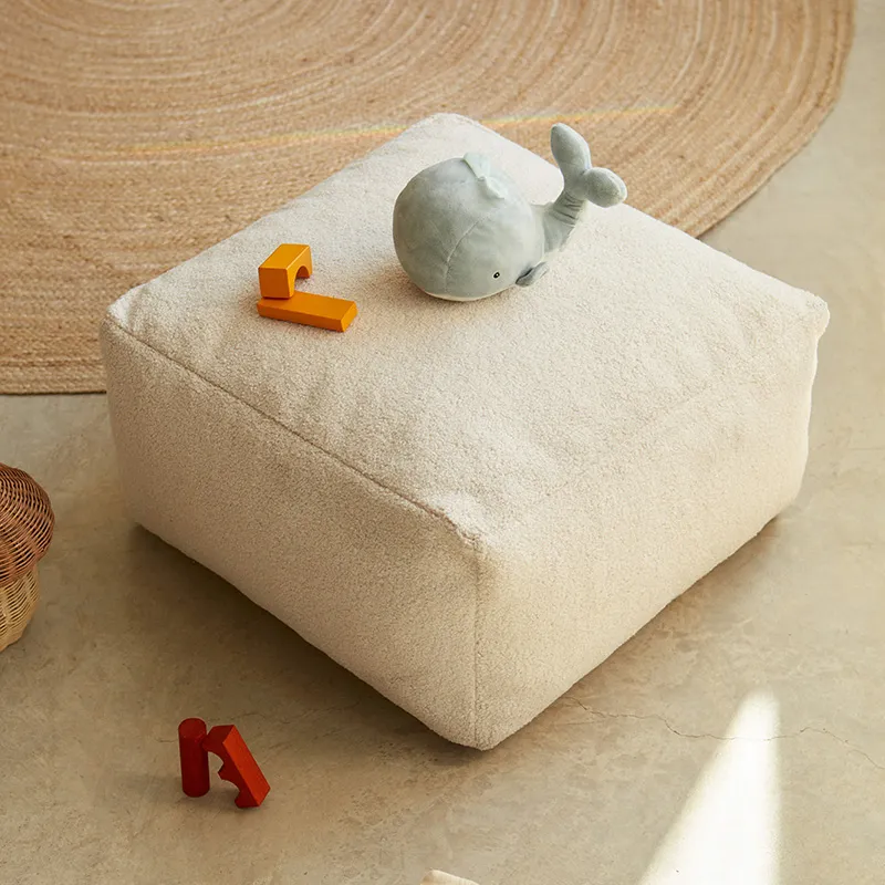 Pouf carré Montessori Teddy Beige - 50x50x25cm-0