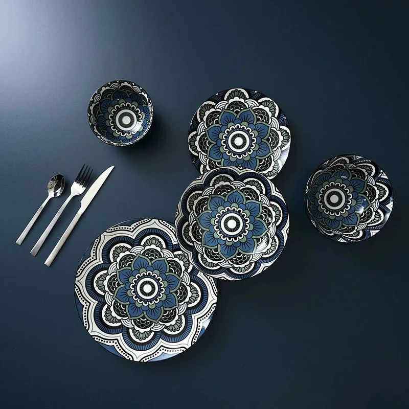 6 Assiettes Mandala Bleu - ø26cm-2