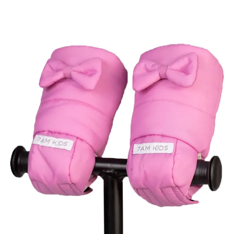 Moufles Enfant Bows avec attaches pour vélo/trottinettes - Hot Pink-0