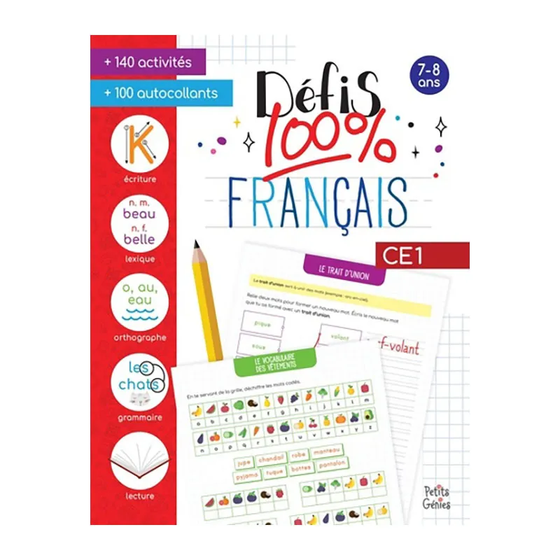 Défis 100% Français CE1 + 100 autocollants - 7+-0