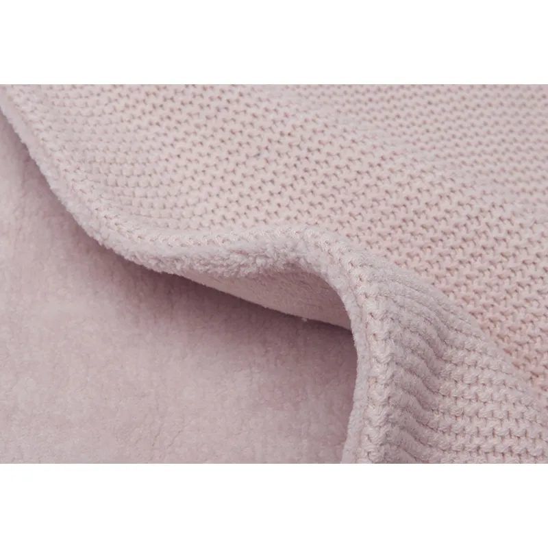 Couverture Basic Knit Rose pâle & Polaire - 100x150cm-5
