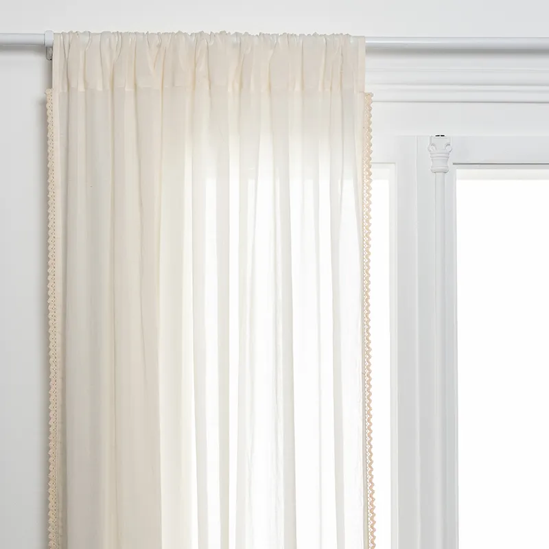 Voilage dentelle coton Ivoire - 140x240cm-0
