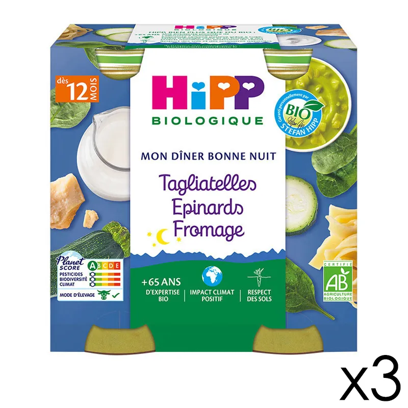 4 Pots Tagliatelles Épinards Fromage BIO 250g - 2x2-2