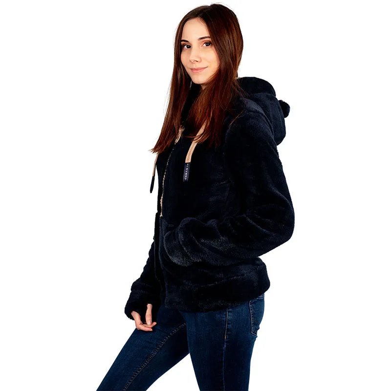 Veste polaire à oreilles Sweety Femme - Noir/Camel - NIRVANA-3