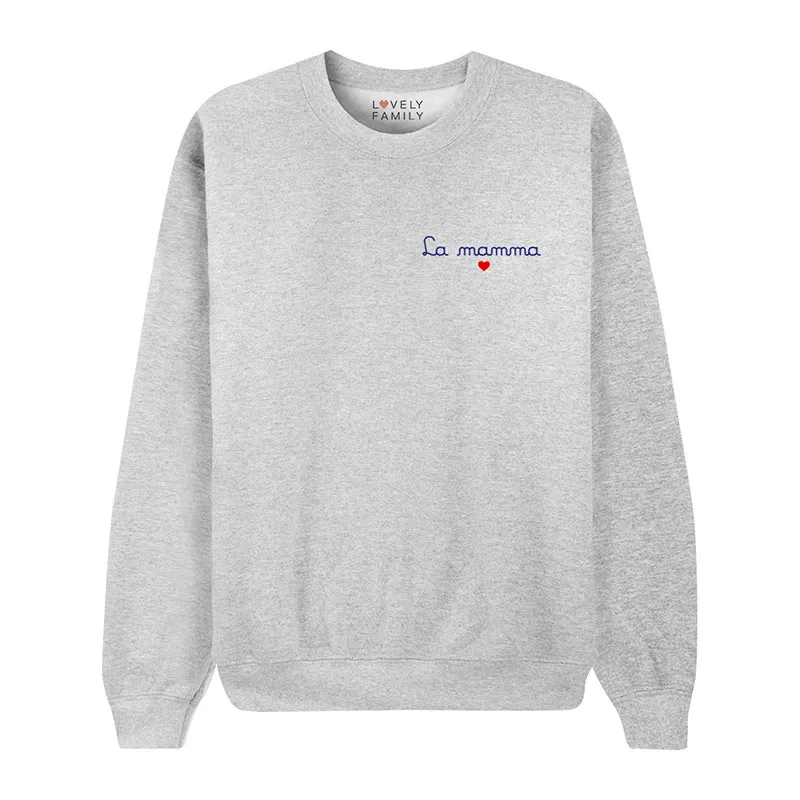 Sweat Femme La mamma - Gris Chiné-0