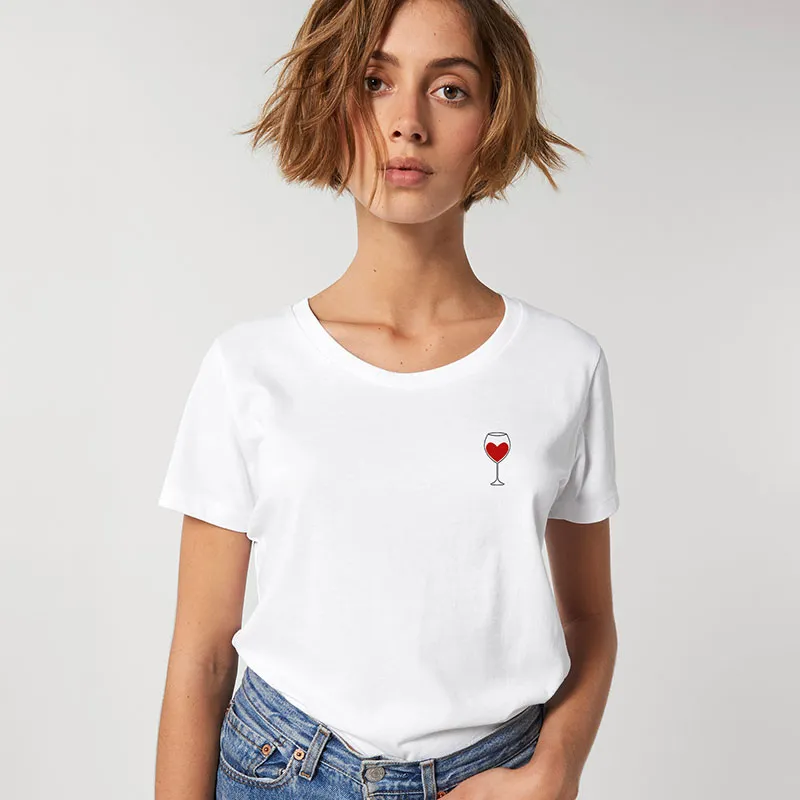 T-shirt Femme Verre de vin - Blanc-0