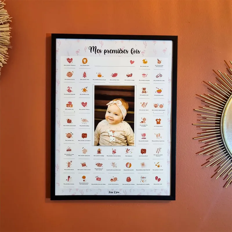 Affiche Mes Premières fois + Kit d'empreintes + Tampon + Baguette de suspension - Flamant-7
