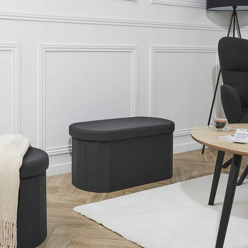 Coffre banc pliable Noir - 76x38x38cm-4