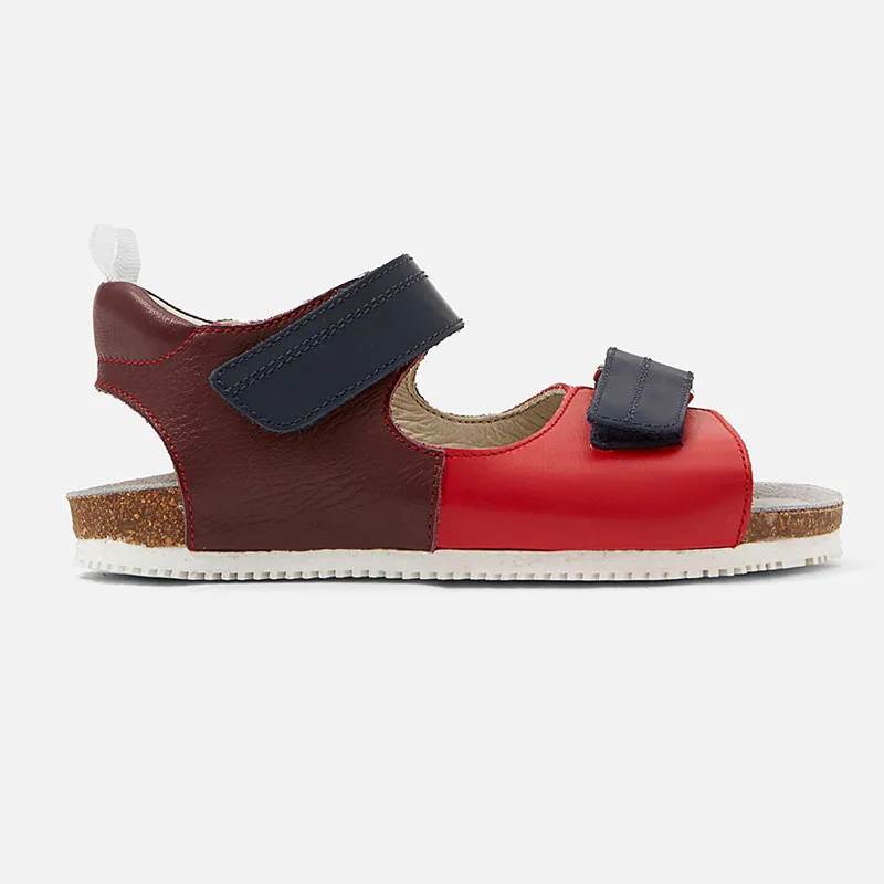 Nu-pieds Surf Bis Enfant Cuir - Rouge/Multi. JACADI-0