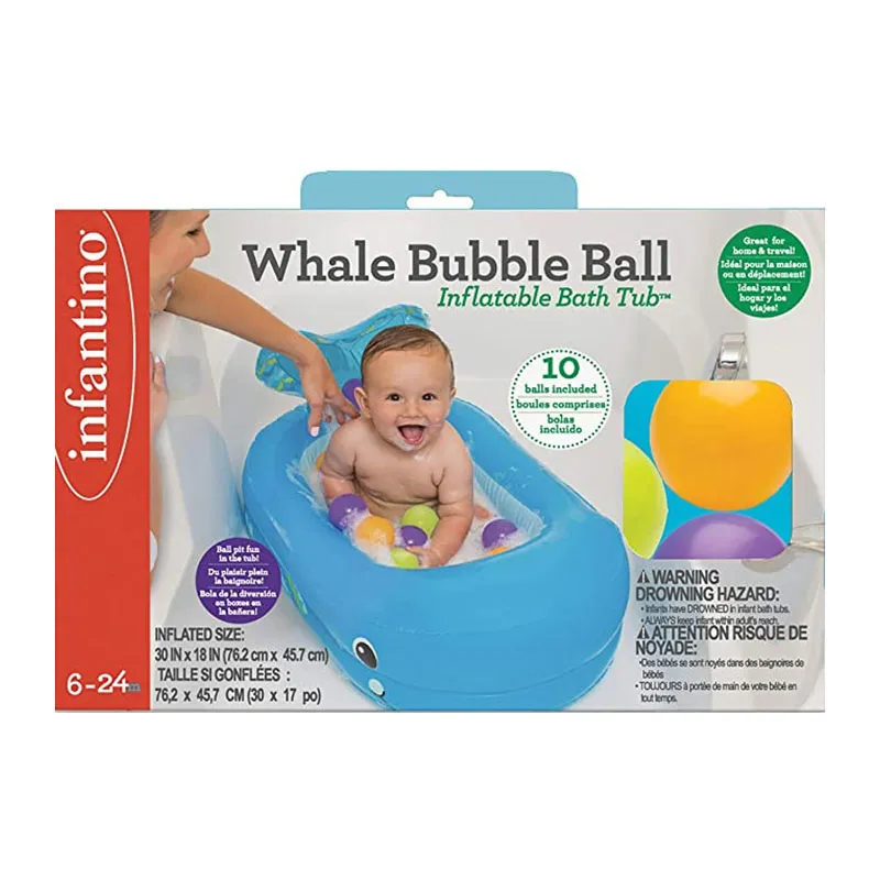 Baignoire gonflable Baleine + 10 balles - 6m+-6