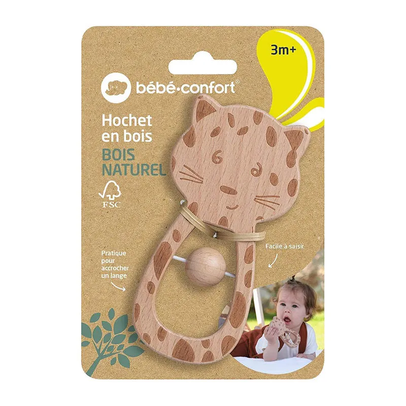 Hochet à grelot Leopard Bois - 3m+-1